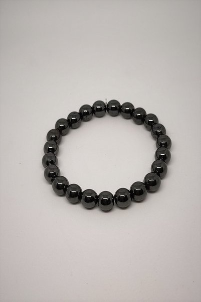 c-bhadu naturel Certified 8 mm Hematite Natural Stone Bracelet