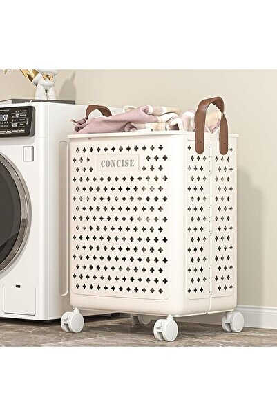 GENERAL Rolling Laundry Basket,55L Laundry Hamper with Wheels,Tall Folding Pl...