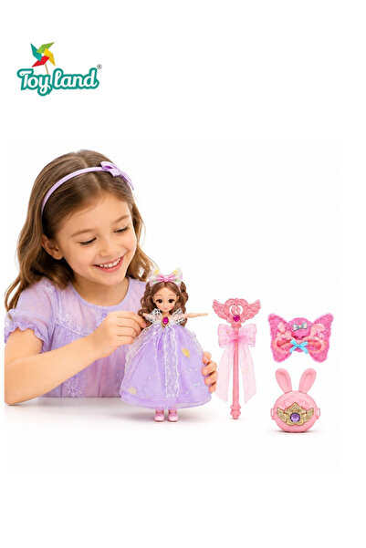 TOY LAND Kids Princess Fashion Doll Dress-Up Playset with Magic Wand, Butterf...