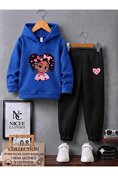 NC Nicee Clothes طقم رياضي للأطفال للجنسين (طباعة شعر مجعد وبنات سمر كيز بارس...