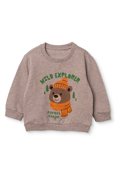 ebebek Hello Baby HelloBaby Erkek Bebek Sweatshirt Ayı Baskılı Bisiklet Yaka ...