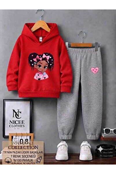 NC Nicee Clothes Children's Tracksuit Set Unisex (Printed with Curly Haired D...
