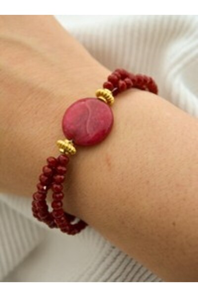 Stoneage Ceyt and Czech Crystal Bracelet - Red -