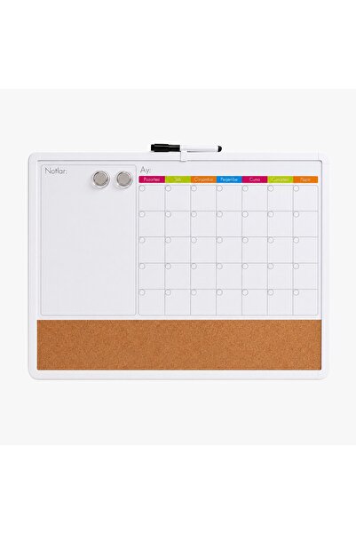 Ofisall 3'ü 1 Arada Manyetik Takvimli Mantar Pano ve Yazı Tahtası 43x58.5 cm ...