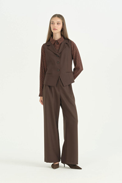 Nihan Men's Collared Vest - Brown