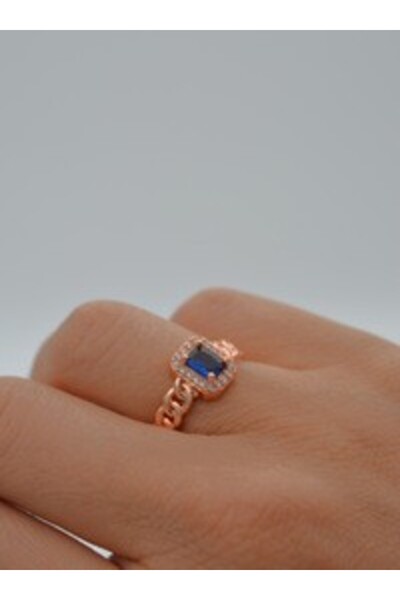 Stoneage Sapphire Stone Baguette Ring - Rose -