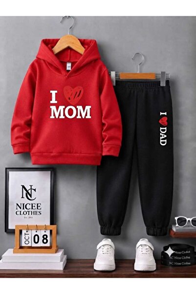 NC Nicee Clothes ΠΑΙΔΙΚΟ ΣΕΤ ΦΟΡΜΑΣ UNISEX (I RED HEART MOM PRINT ΧΕΙΜΕΡΙΝΟ)