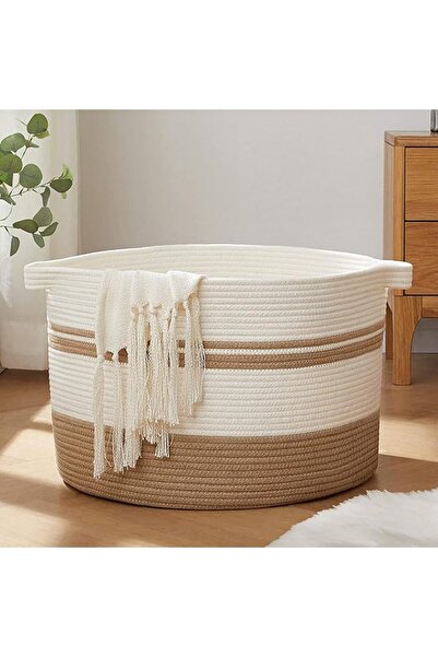 NANAO Large Storage Basket, Cotton Woven Storage Basket, Bag with Handle, Bla...
