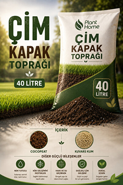Plant Home Power Mix Çim Kapak Toprağı 40 Litre – Çim Tohumu İçin Hazır Karış...