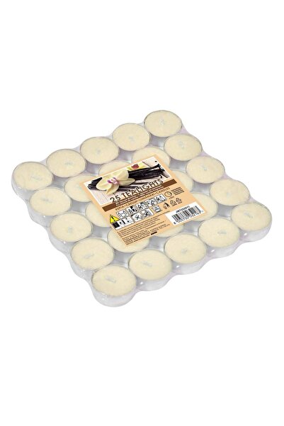 OEM 25 Lumânări tip pastilă cu aromă de vanilie - Ecru, 3.5x1.5cm