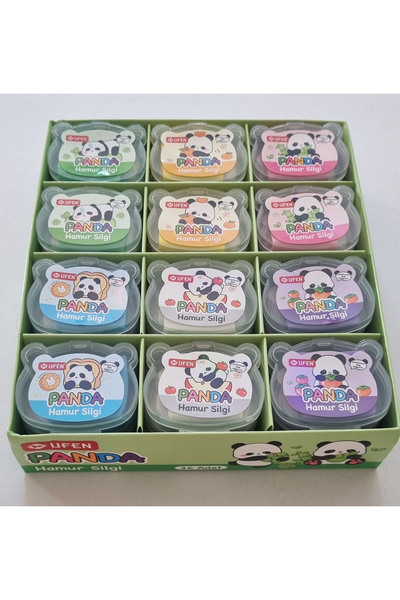 Modellino 36 Adetli Kutu Toptan Panda Şekilli Kutuda Çok Renkli Hamur Silgi U...