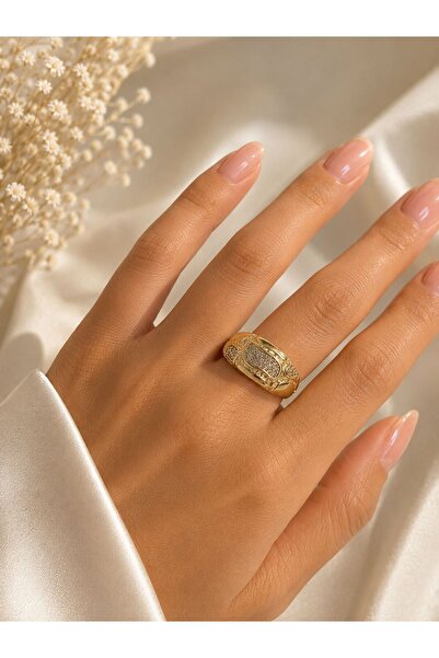XUPING JEWELRY 14K Zirkon Detaylı Tasarım Kuyumcu Model Xupıng Çelik Yüzük