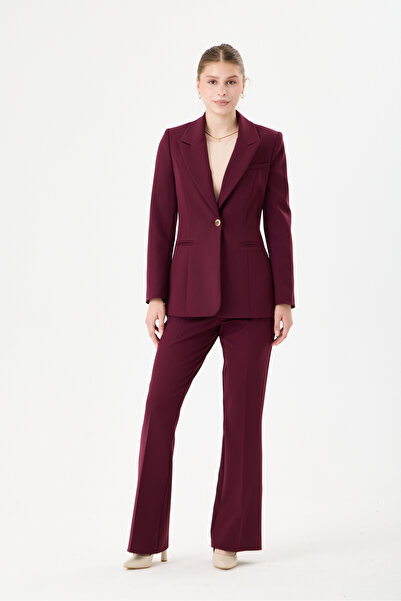 VELNARA MODA Klasik Tek Düğme Ceket & İspanyol Paça Pantolon - Kadın Takım El...