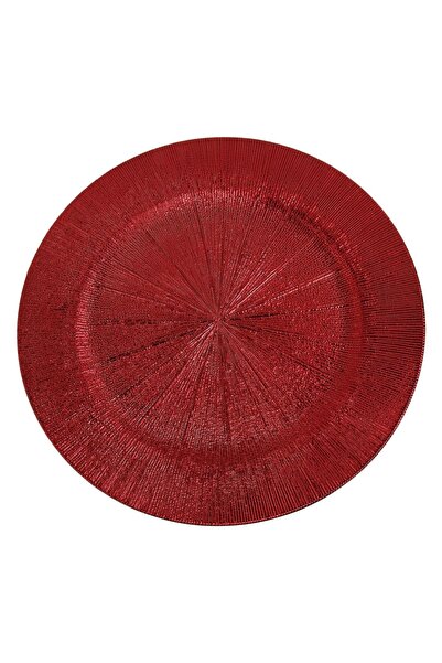 OEM Tavă rotundă decorativă roșie - 33cm