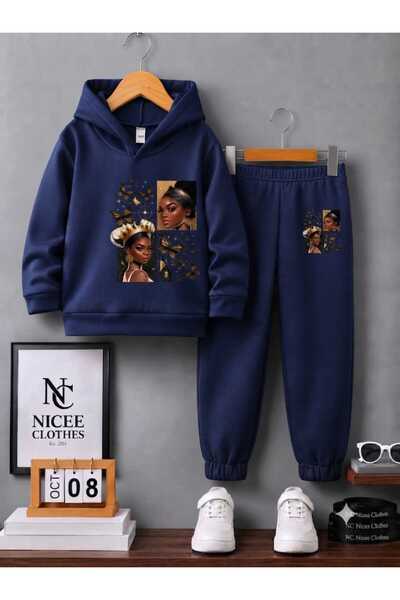 NC Nicee Clothes طقم رياضي للأطفال للجنسين (طباعة فراشة إسمر كيز للشتاء)