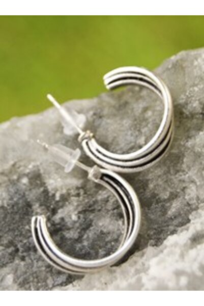 Stoneage Hoop earrings - silver color -