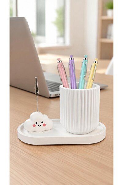 puridadesign Cloud Themed Notepad, Pen Holder, and Paper Clip Set - 3-Piece D...