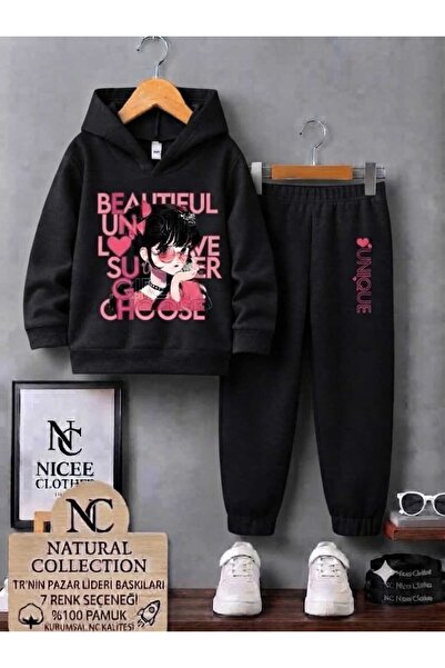 NC Nicee Clothes Παιδικό Σετ Φόρμας Unisex (Ροζ Μπιατιφούλ Σχέδιο Χειμερινό)