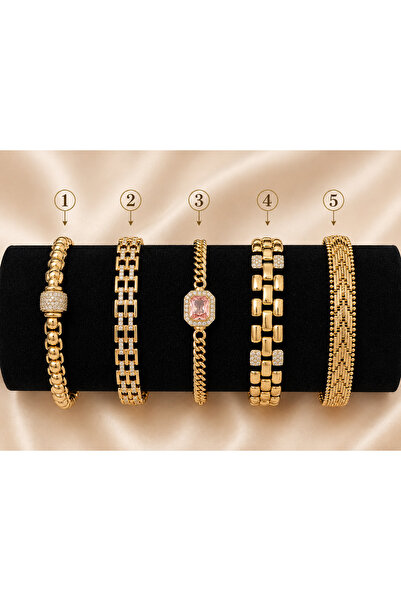 xUPING 14K Altın Rengi Paslanmaz Çelik Bileklik – 5 Model, Kuyumcu İşçiliği, ...