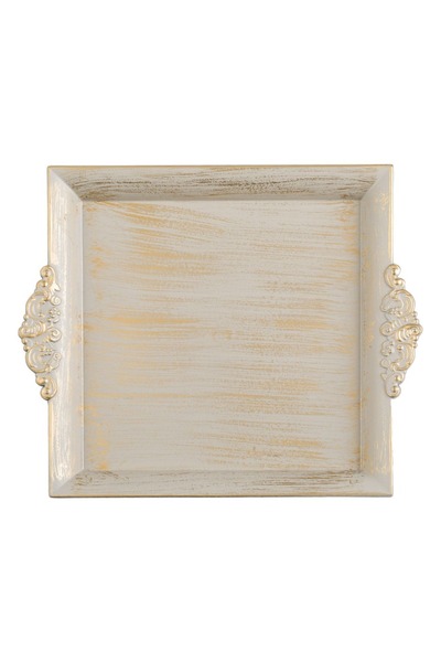 OEM Tavă decorativă pătrată, bej auriu periat, 30x26cm