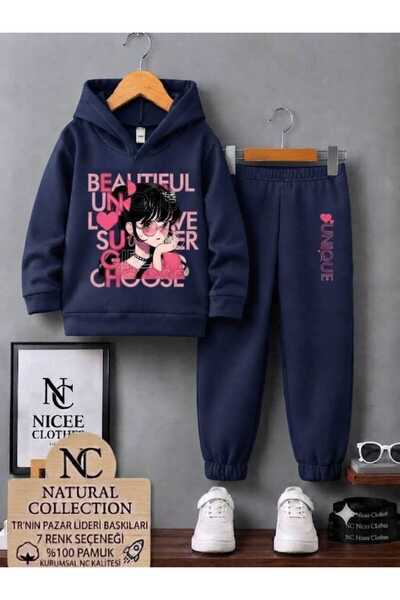 NC Nicee Clothes طقم رياضي للأطفال للجنسين (طباعة جميلة باللون الوردي للشتاء)