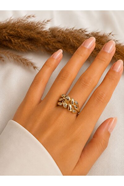 XUPING JEWELRY 14K Zirkon Detaylı Tasarım Kuyumcu Model Xupıng Çelik Yüzük