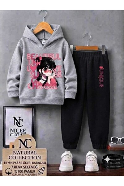 NC Nicee Clothes Παιδικό Σετ Φόρμας Unisex (Ροζ Μπιατιφούλ Σχέδιο Χειμερινό)