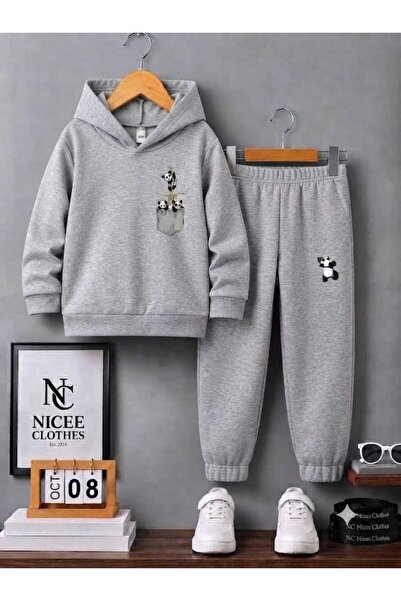 NC Nicee Clothes Παιδικό Σετ Φόρμας Unisex (με στάμπα Panda στην τσέπη, χειμε...