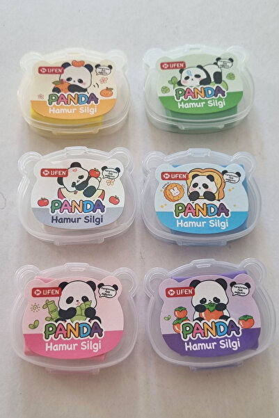 Modellino 6'lı 6 Farklı Renk Panda Kutulu Ufen Hamur Silgi