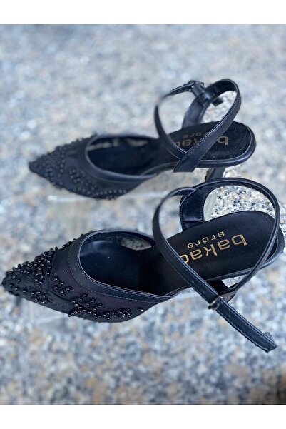 Aysun Ayakkabı Black Outer Material, Low-Cut Design, and Stone Accessories, L...
