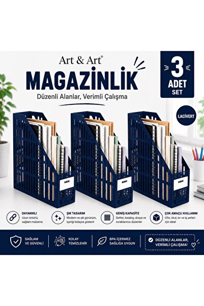 Art & Art Kraf 5200 Θήκη για περιοδικά ΣΚΟΥΡΟ ΜΠΛΕ (3 Τεμάχια)