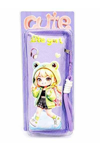 Generic Brand Kawaii Anime Pencil Case – Multi-Layer Lavender Canvas Statione...