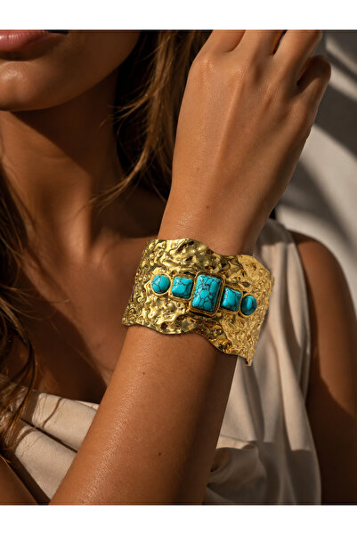 POSEİDONS JEWELLERY ✨   Turquoise Dream – Gold Statement Bracelet
