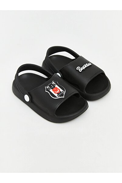 LC Waikiki Lcw Steps Black Beşiktaş Licensed Boys' Sandals with Back Straps