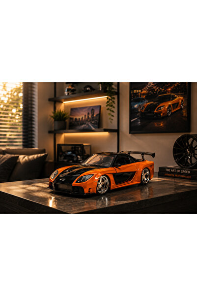 Cici Oyuncak Fast & Furious Han Mazda RX-7 Diecast Model Araba – Turuncu Meta...