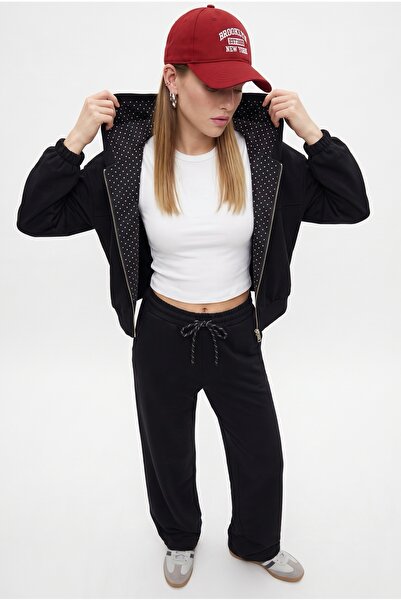 Ritnice Women's Zane Black Polka Dot Detailed Zippered Sweatshirt Waist Sweat...