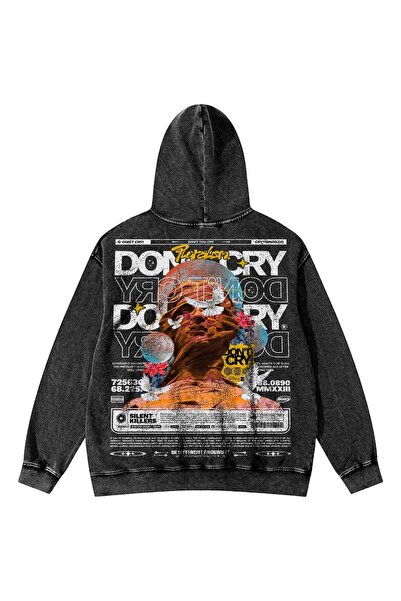 classy moda Unisex Oversize Φούτερ με στάμπα στην πλάτη, με κουκούλα και τσέπ...