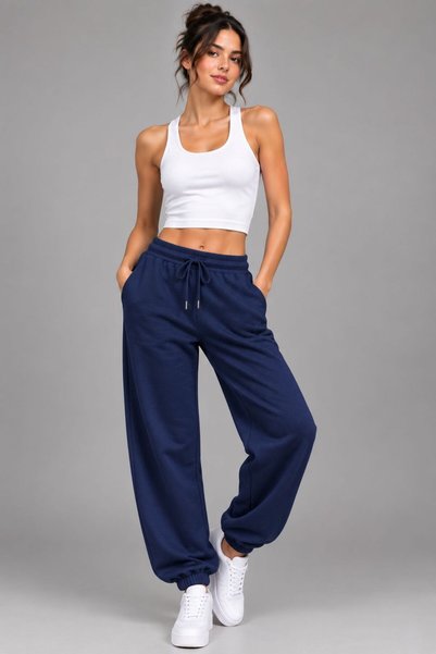 Leopars Women's Baggy Elastic Waist Oversized Sweatpants – Loose and Comfortable Fit