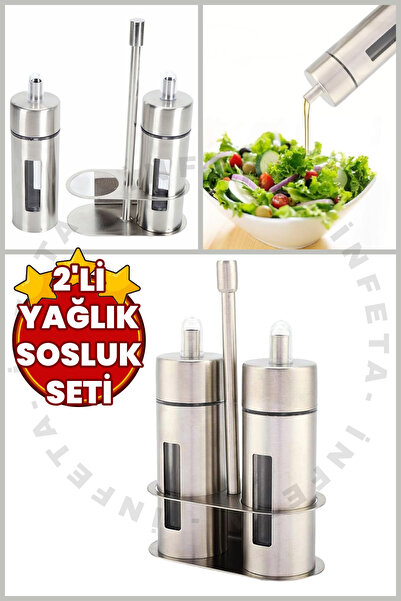 İnfeta Set de 2 recipiente premium din oțel inoxidabil pentru ulei și sos de ...
