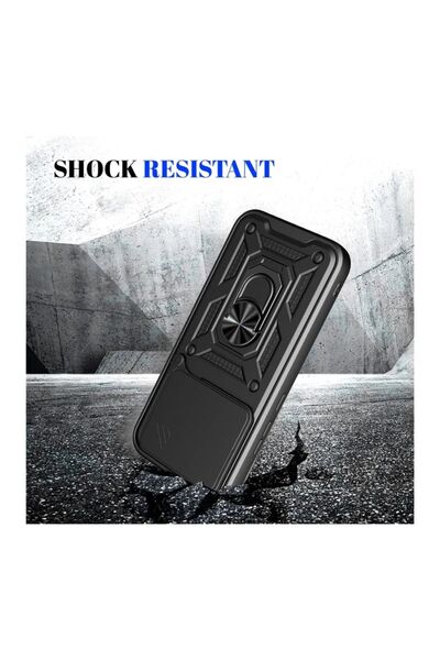 HANPORIUM Poco X8 Pro Uyumlu Tank Kılıf Yüzüklü Standlı Extra Darbe Koruma Zırhlı Outdoor Kapak Yeşil