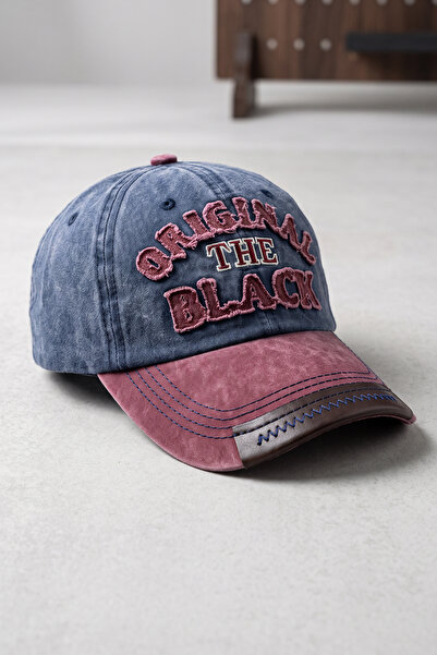 Kapin Orginal the Black Nakışlı Yıkamalı Eskitme Cap Baseball Şapka - Bordo Mavi