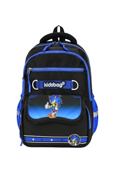 hediyeconcepti Sonic Desenli Erkek Çocuk Okul Çantası 3’lü Set Beslenme Çantası ve Kalemlik Suya Dayanıklı