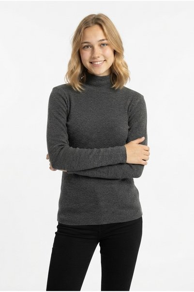 Generic Brand Bluză de damă cu guler rotund, din țesătură elastică din Lycra, cu mânecă lungă, elegantă și casual