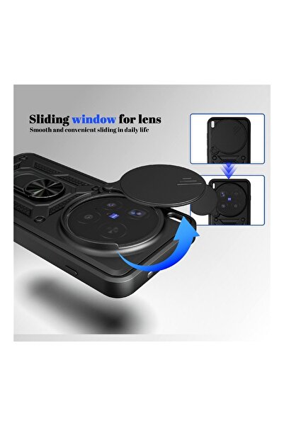 HANPORIUM Vivo X300 Pro Uyumlu Tank Kılıf Yüzük Standlı Extra Darbe Koruma Zırhlı Outdoor Kapak Lacivert