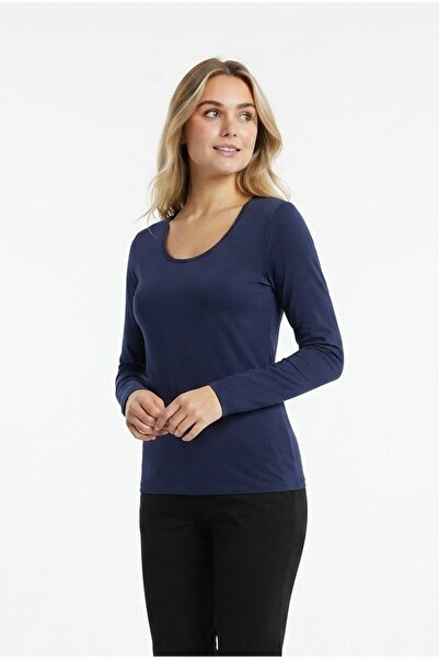 GurkStore Women's Crew Neck Plain Long Sleeve Stretchy Fabric Casual Comforta...