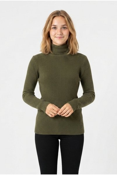 Generic Brand Pulover de damă din țesătură ribbită, elastic, casual și elegant