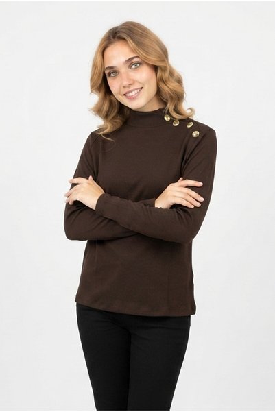 Generic Brand Bluză cu mânecă lungă, cu guler și nasturi, cu accesorii, pentru femei