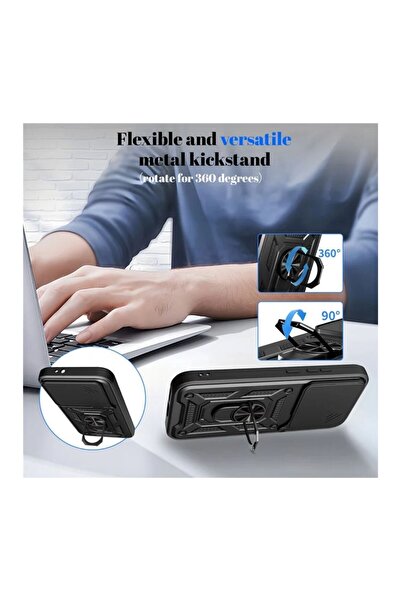 HANPORIUM Poco X8 Pro Uyumlu Tank Kılıf Yüzüklü Standlı Extra Darbe Koruma Zırhlı Outdoor Kapak Yeşil