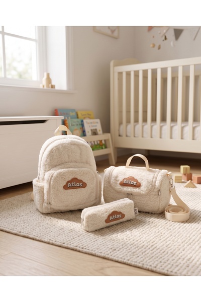 Hevi Kids Hevikids Kişiye Özel İsimli Tavşan Kulaklı Beyaz Peluş 3'li Çocuk Ç...
