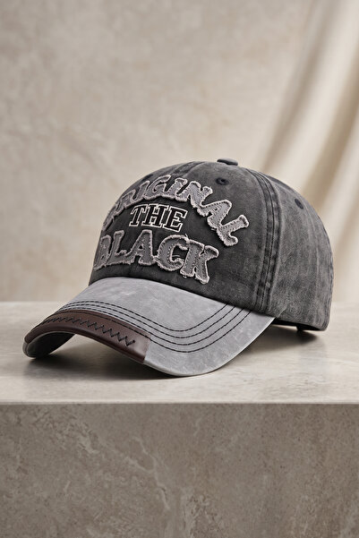 Kapin Orginal the Black Nakışlı Yıkamalı Eskitme Cap Baseball Şapka - Gri